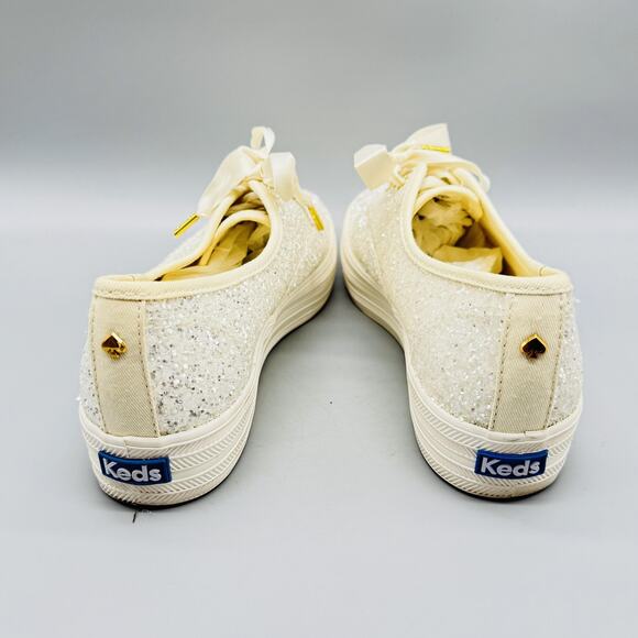 Keds Kate Spade New York Shoes Womens 8 Ivory Glitter Ribbon Bridal Sneakers - Picture 7 of 12